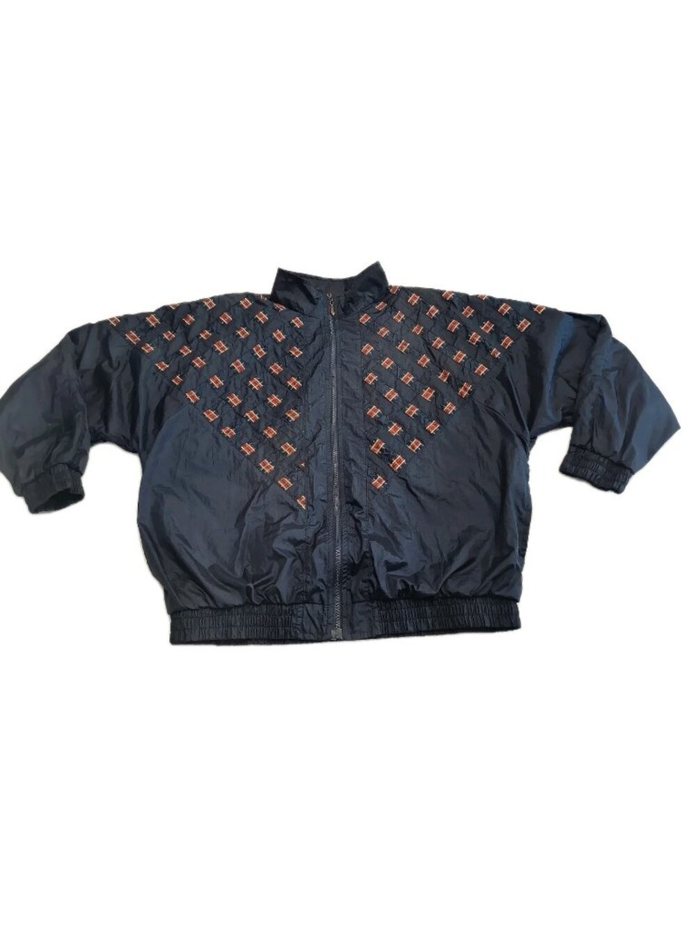 Vintage Westbound Sport Windbreaker Jacket Design Size L Navy Blue  Plaid Front